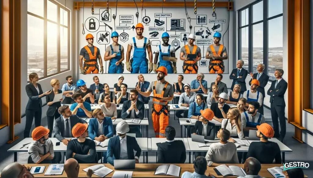 Processo de capacitação dos trabalhadores para que possam desempenhar suas funções de forma segura e eficiente, incluindo instruções sobre o uso correto de equipamentos, procedimentos de segurança, identificação de riscos, entre outros.