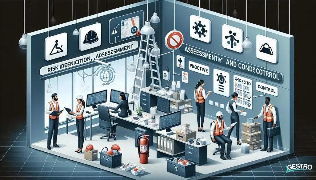 Processo sistemático de identificação, avaliação e controle dos riscos presentes no ambiente de trabalho, com o objetivo de prevenir acidentes e lesões, priorizando a implementação de medidas de controle adequadas para reduzir ou eliminar os riscos identificados.